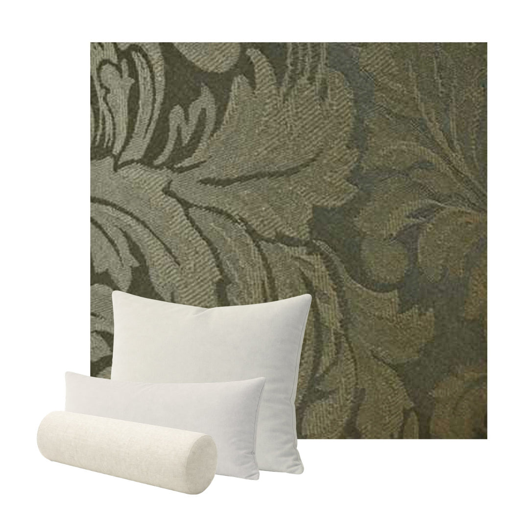 Olive Green Floral Damask Custom Pillow Cover