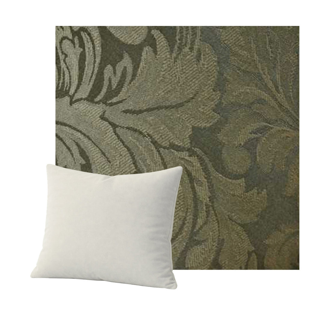 Olive Green Floral Damask Throw Pillow