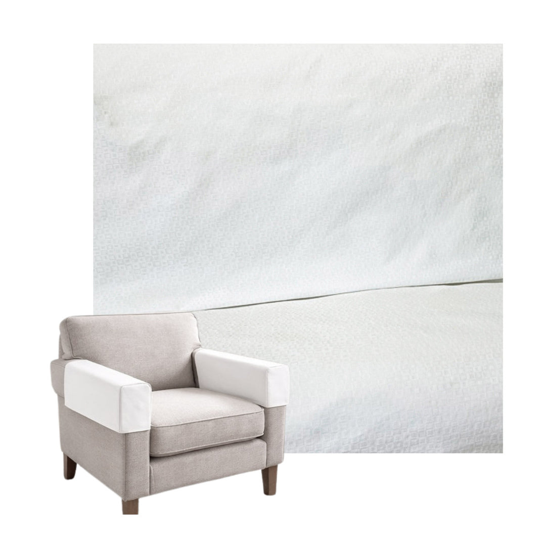 White Damask Custom Armrest Cover