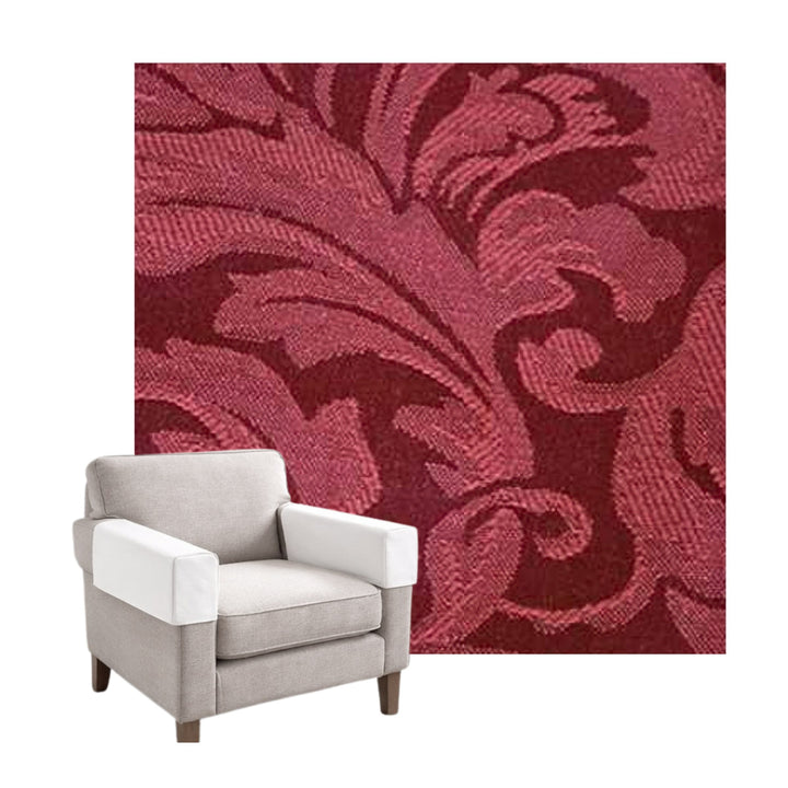 Berry Red Floral Damask Custom Armrest Cover