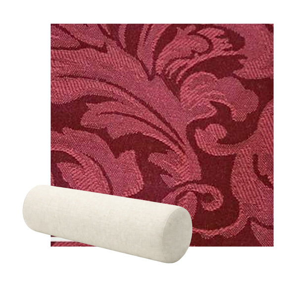Berry Red Floral Damask Bolster Pillow