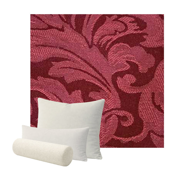 Berry Red Floral Damask Custom Pillow Cover