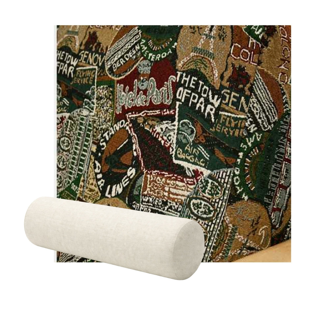 Vintage Travel Premium Weave Bolster Pillow