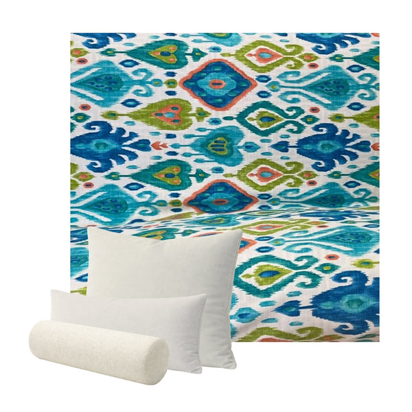 Turquoise Ikat Custom Pillow Cover