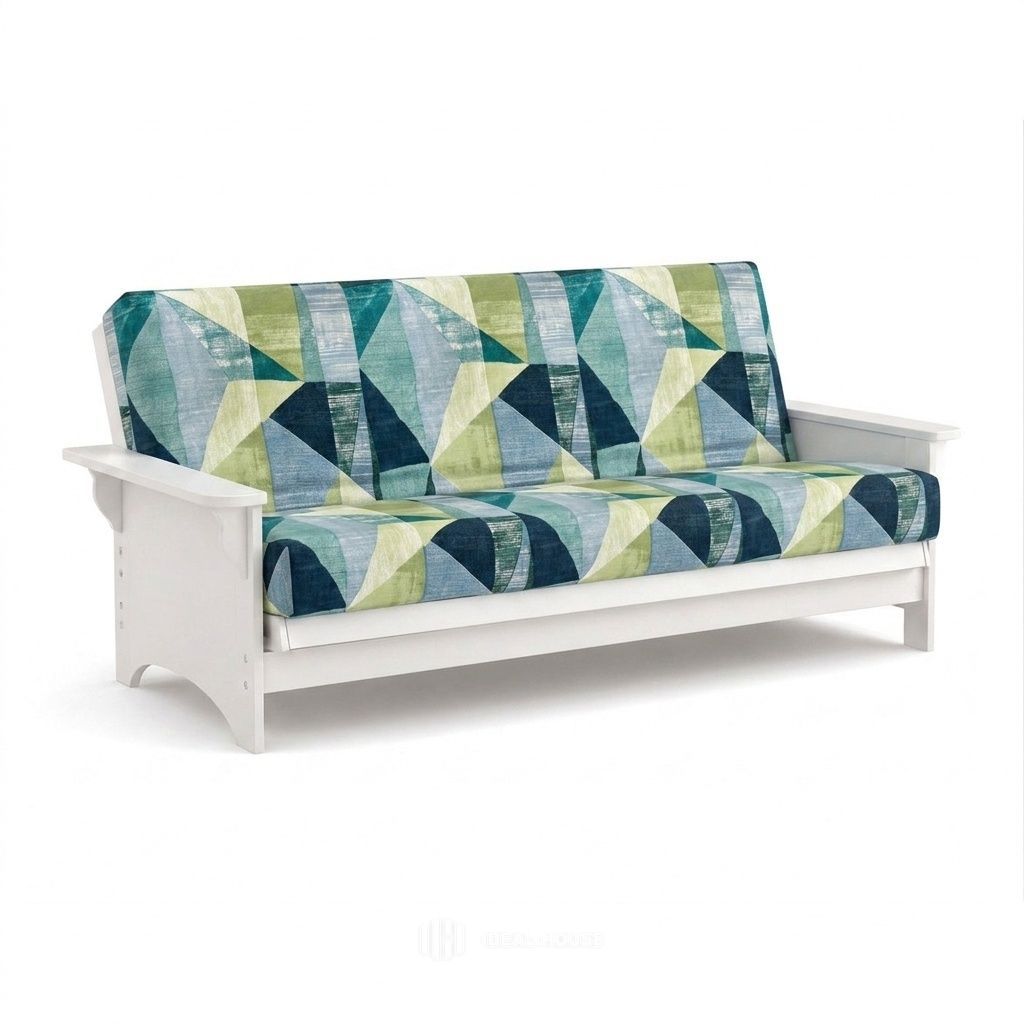 Emerald Mosaic Canvas futon cover in emerald green mosaic