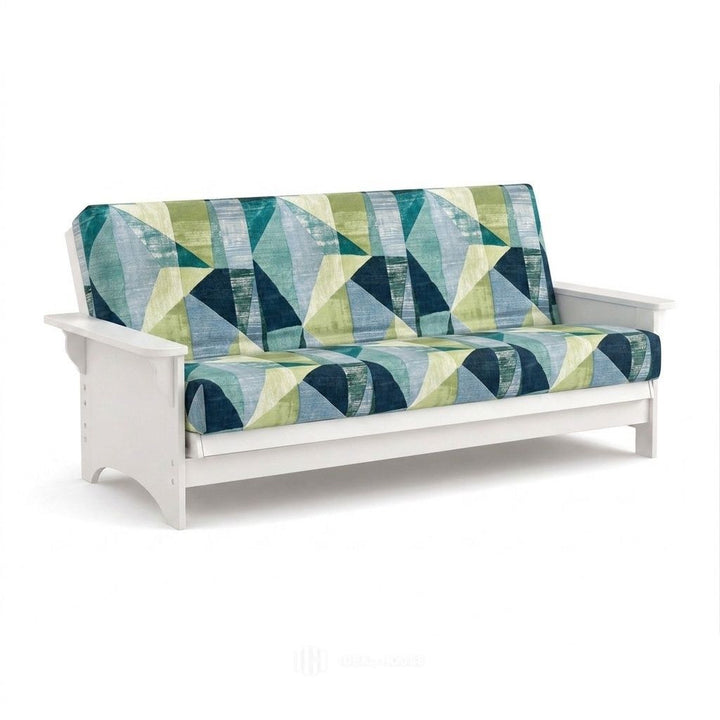 Emerald Mosaic Canvas futon cover in emerald green mosaic