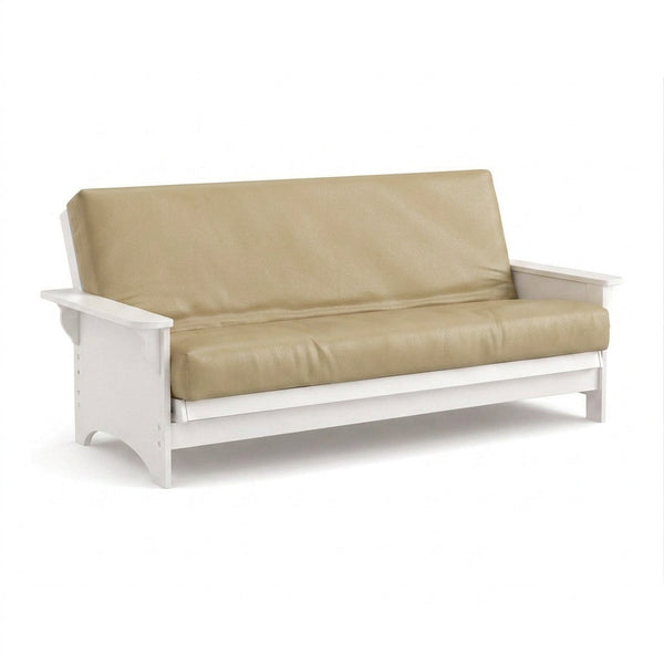 Light Sand Faux Leather Futon Cover