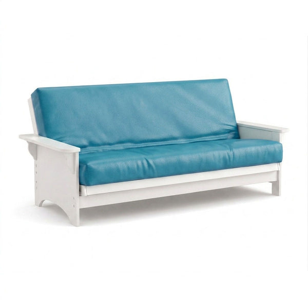 Aqua Blue Faux Leather Futon Cover
