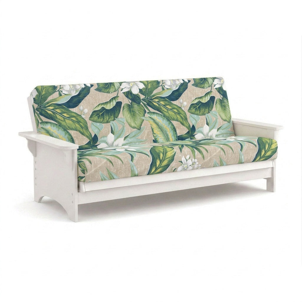 Wild Orchid botanical outdoor performance weave custom futon cover
