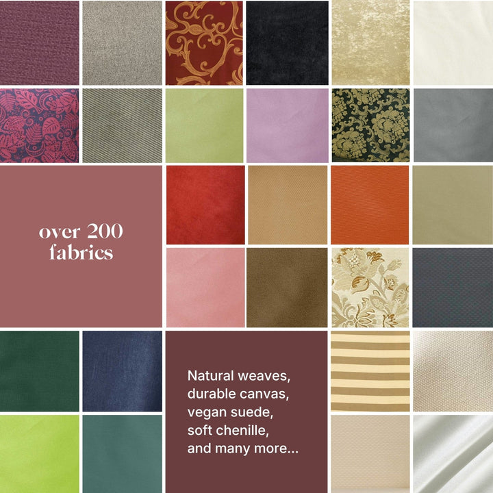 Fan of fabric swatches showing the range of futon cover fabrics available