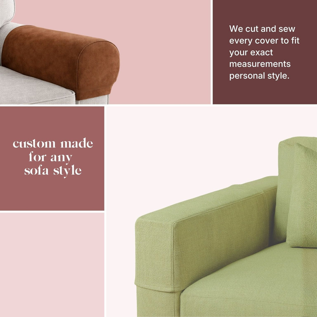 Diagram of custom armrest cover shapes and the measurements we need