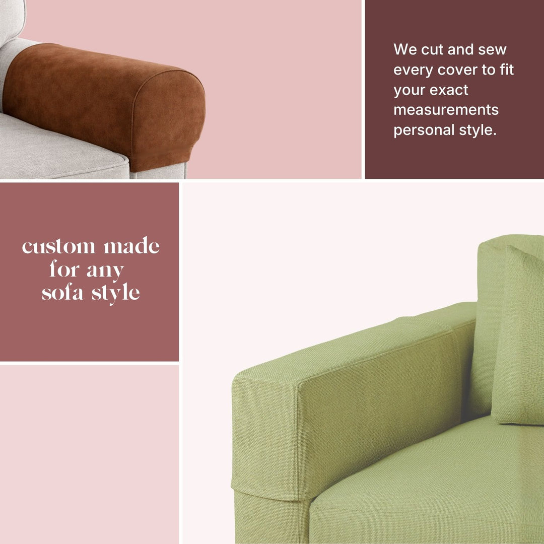 Custom-made arm covers fit any chair, sofa, or sectional style