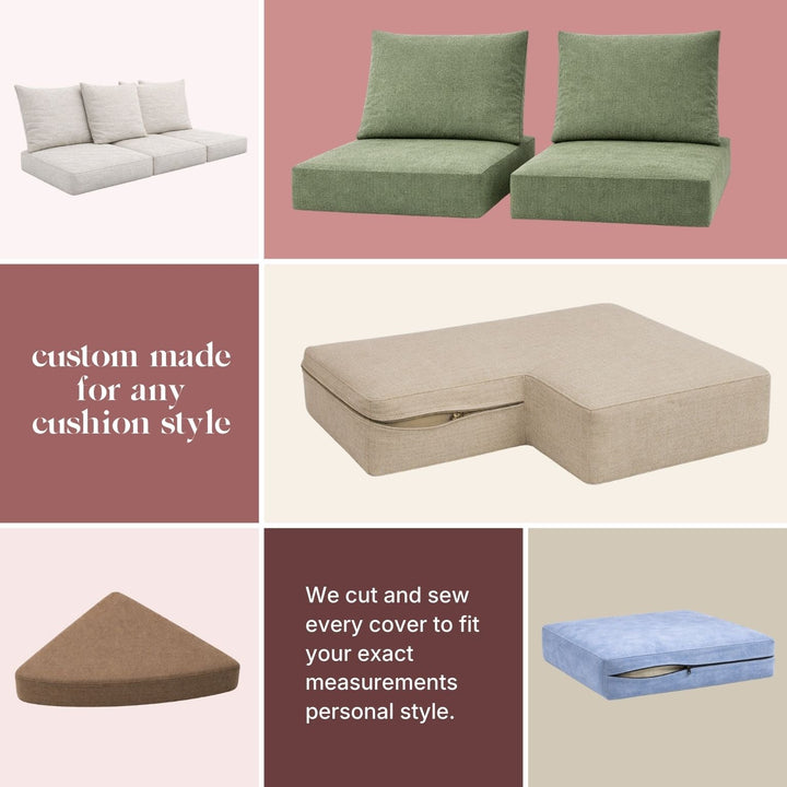 Grid of custom cushion cover shapes we sew to order