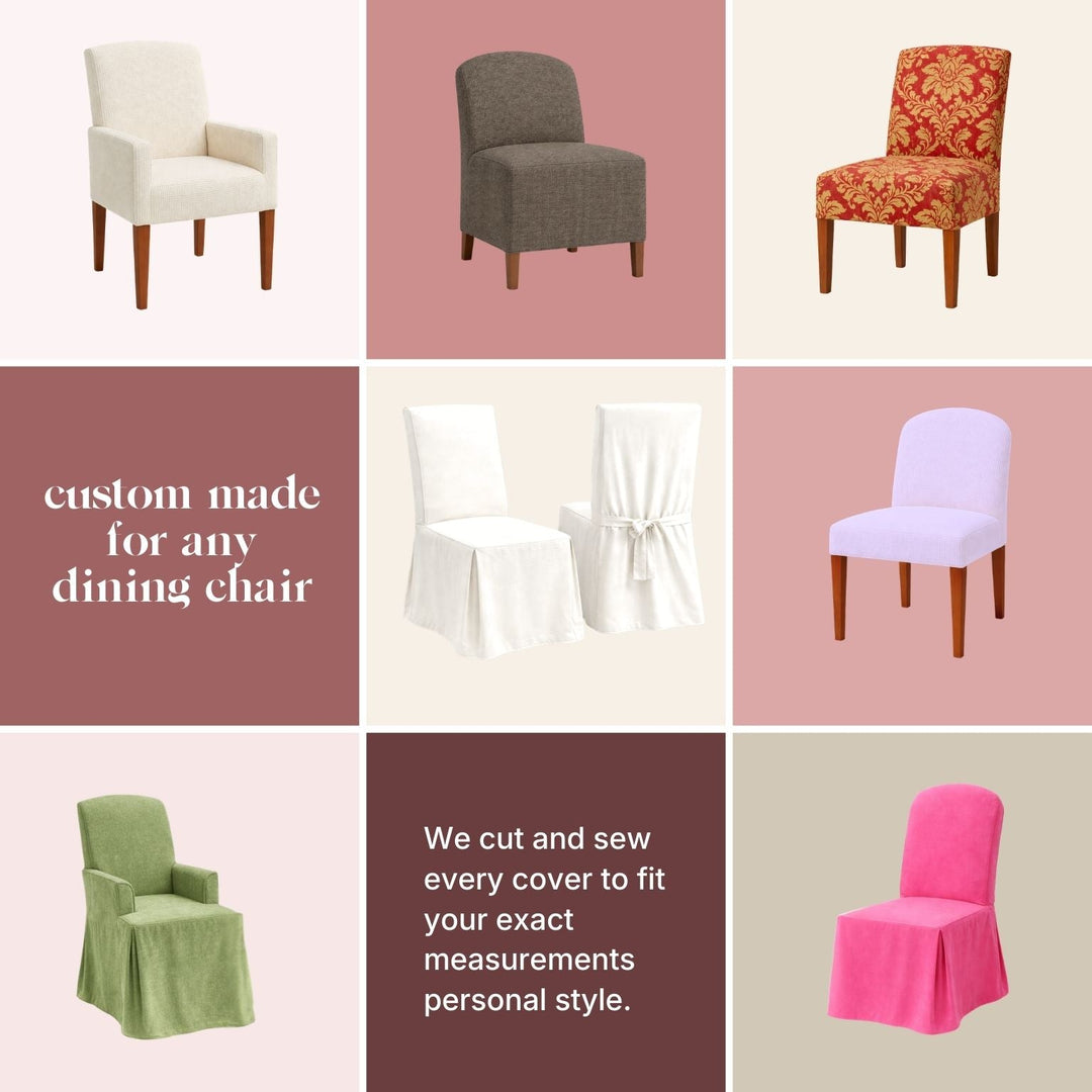Grid of dining chair cover styles available made to order