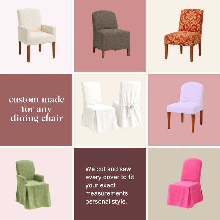 Grid of dining chair cover styles available made to order