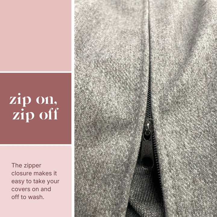 Close-up of the three-sided marine-grade zipper sewn into our futon covers