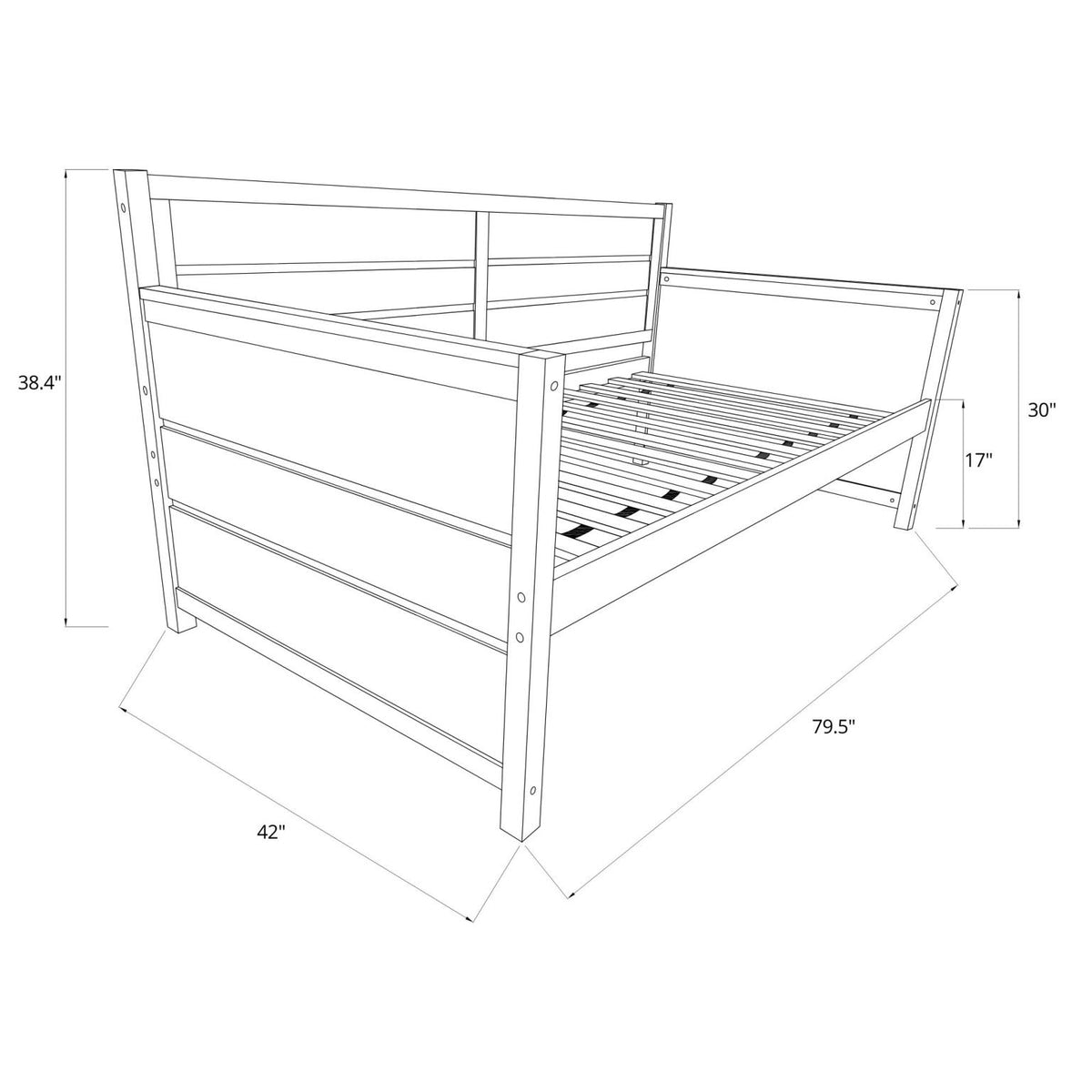 Marisa Daybed with Mattress size and dimensions