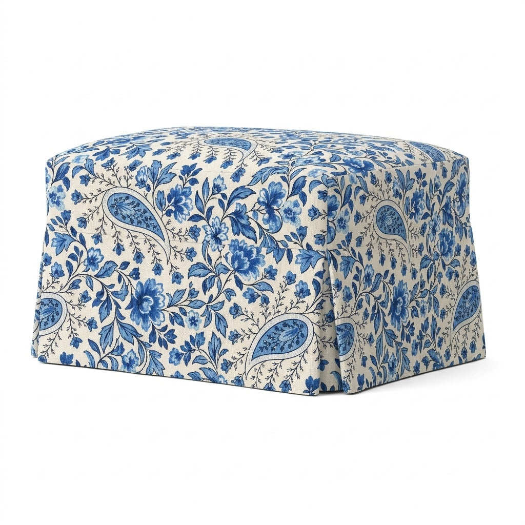 French Country Canvas Custom Ottoman Cover