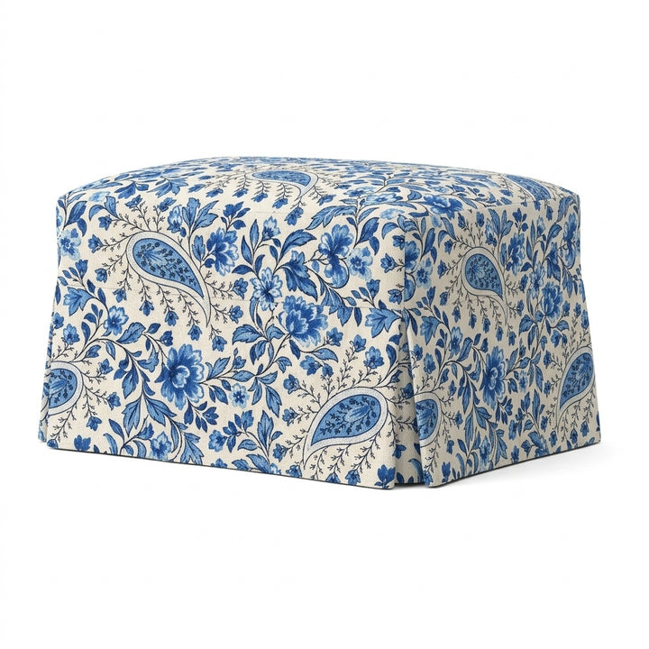 French Country Canvas Custom Ottoman Cover
