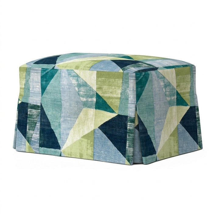 Emerald Mosaic Canvas Custom Ottoman Cover