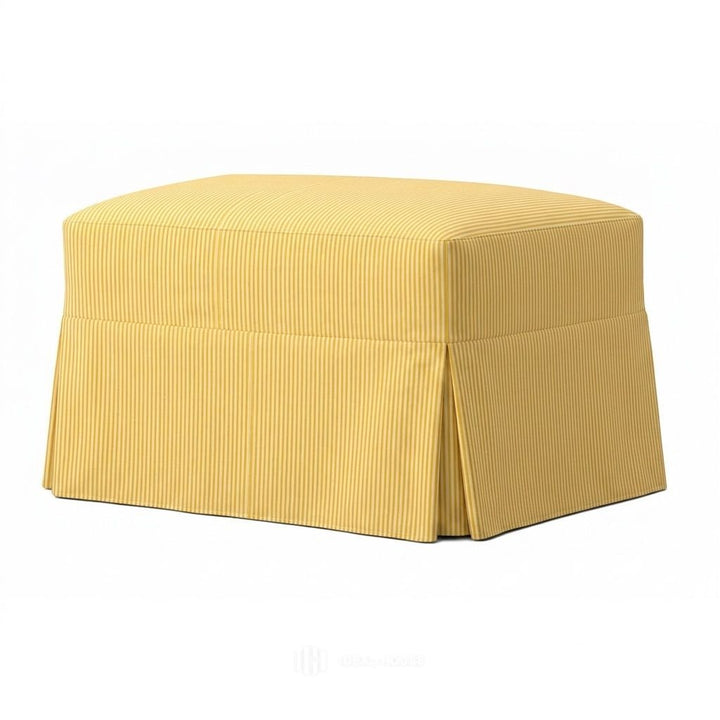 Yellow Pinstripe Custom Ottoman Slipcover