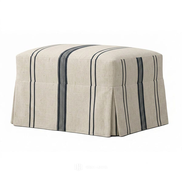 Marina Stripe Custom Ottoman Slipcover