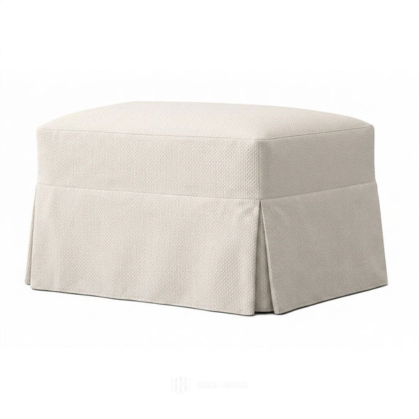 White Pique Custom Ottoman Slipcover