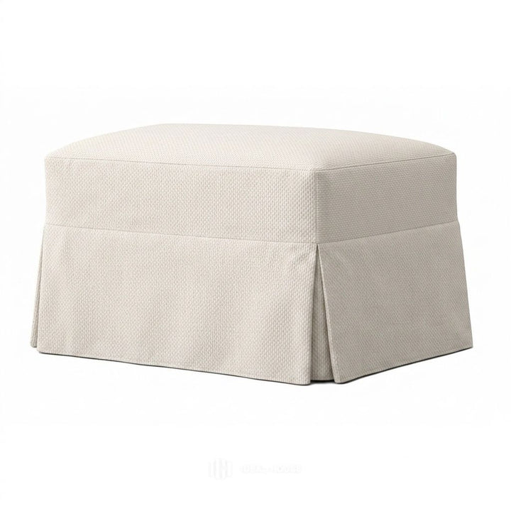 White Pique Custom Ottoman Slipcover