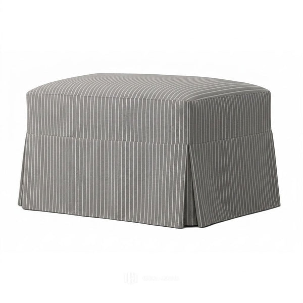 Charcoal Pinstripe Custom Ottoman Slipcover