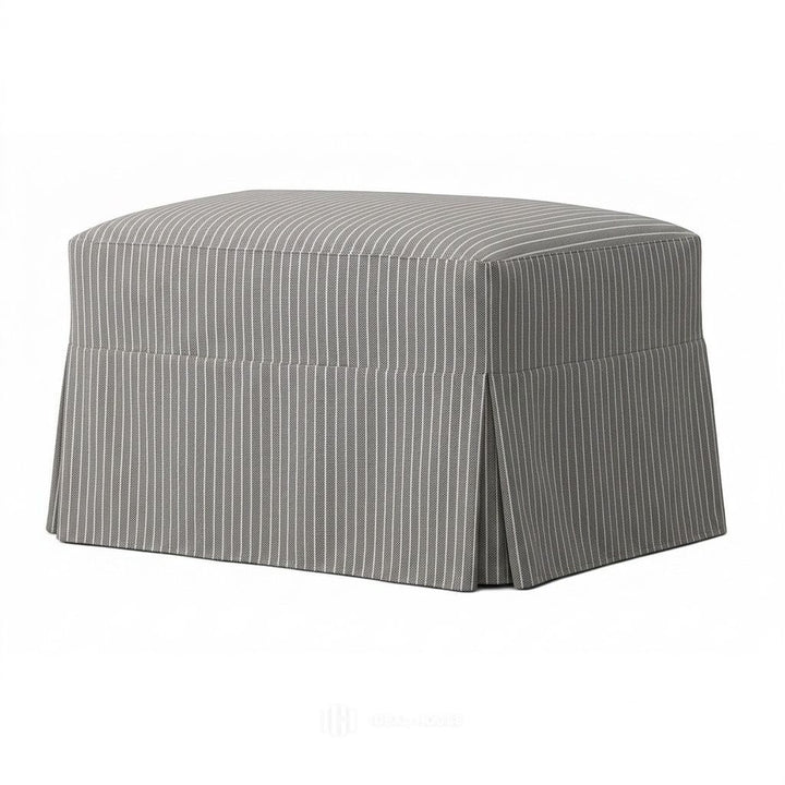 Charcoal Pinstripe Custom Ottoman Slipcover