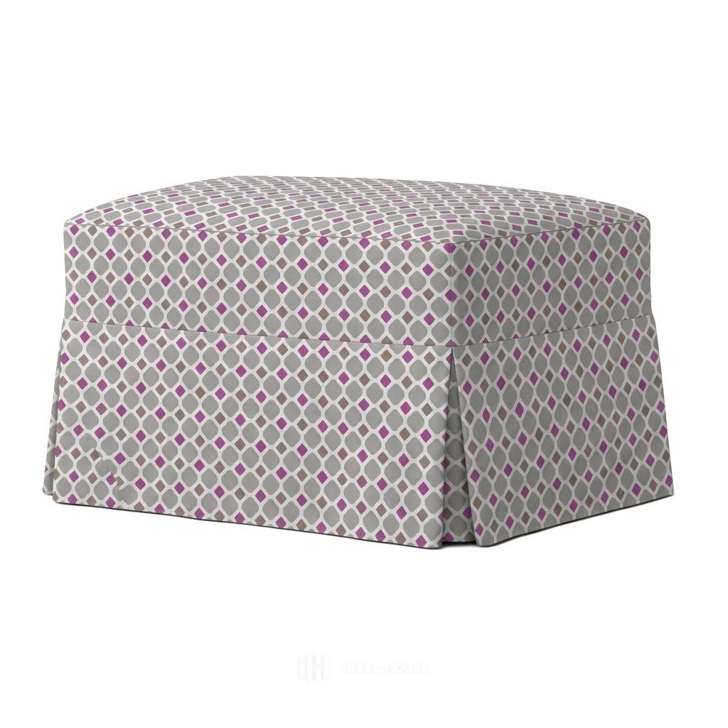 Mid-Century Geometric Canvas Custom Ottoman Slipcover