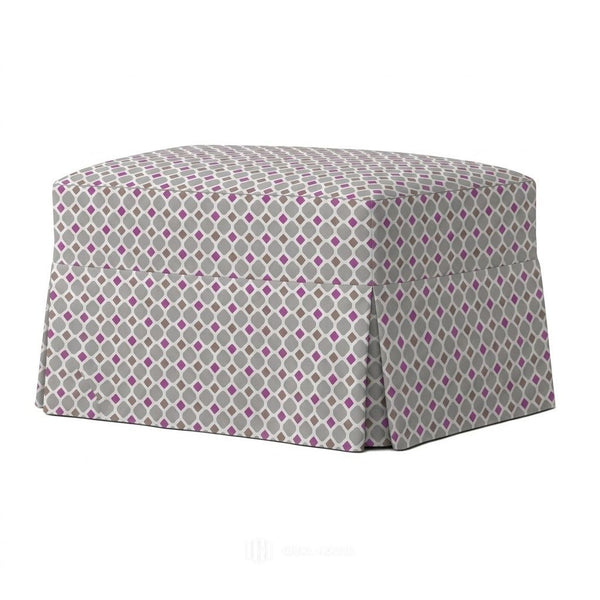 Mid-Century Geometric Canvas Custom Ottoman Slipcover