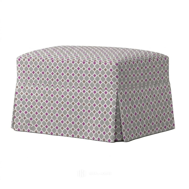 Mid-Century Geometric Canvas Custom Ottoman Slipcover