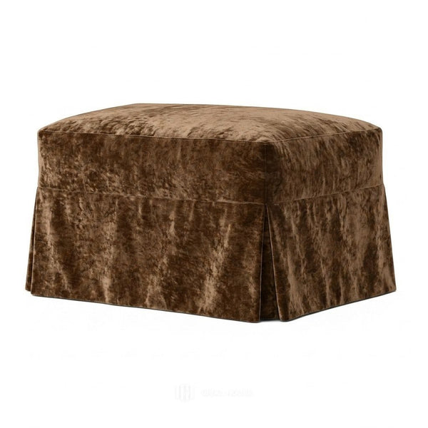 Velvet Cocoa Chenille Custom Ottoman Cover