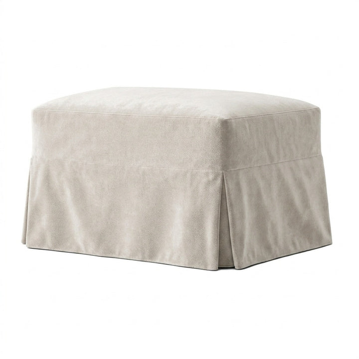 Velvet Cream custom ottoman cover in cream velvet