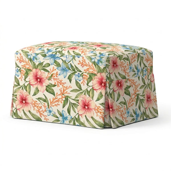 Tropical Hibiscus Outdoor & Patio Custom Ottoman Slipcover