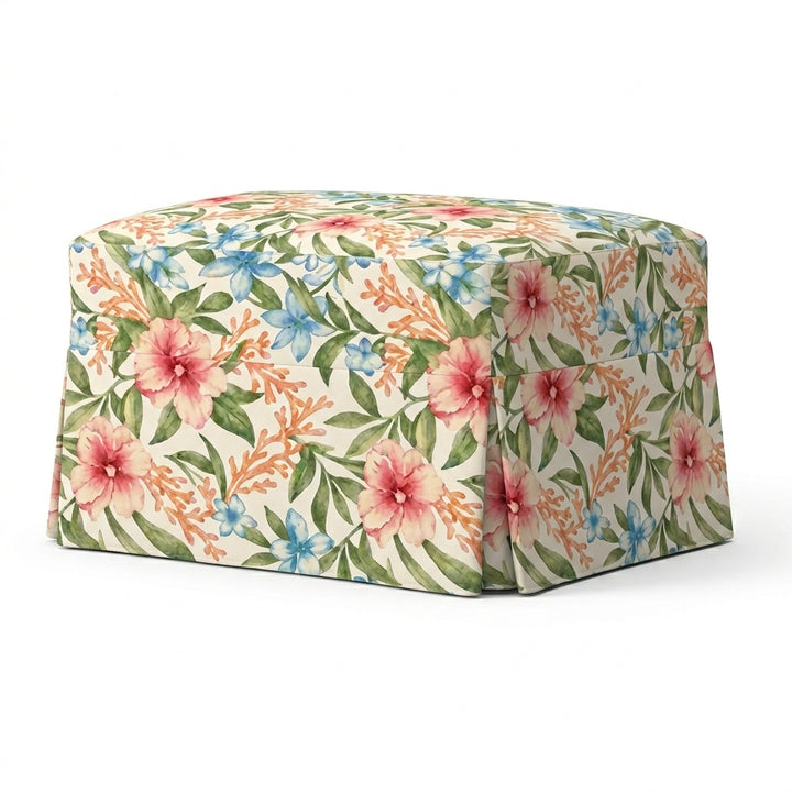Tropical Hibiscus Outdoor &amp; Patio Custom Ottoman Slipcover