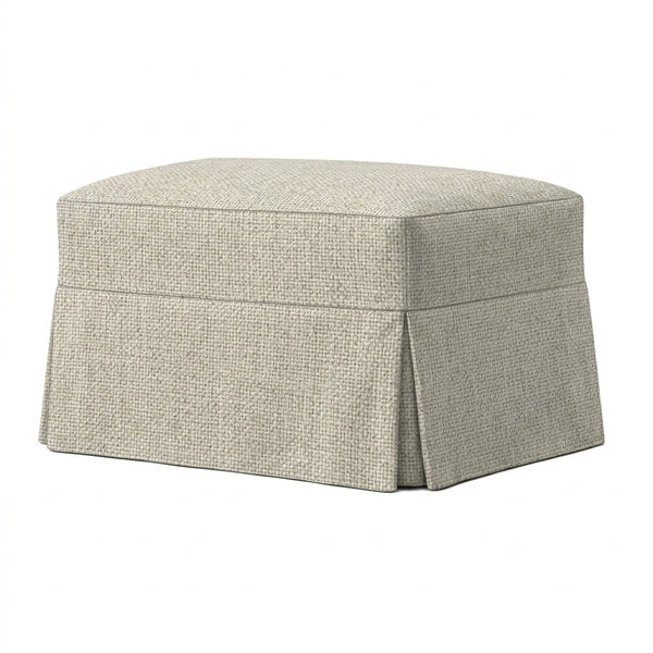 Rustic Oatmeal Custom Ottoman Slipcover