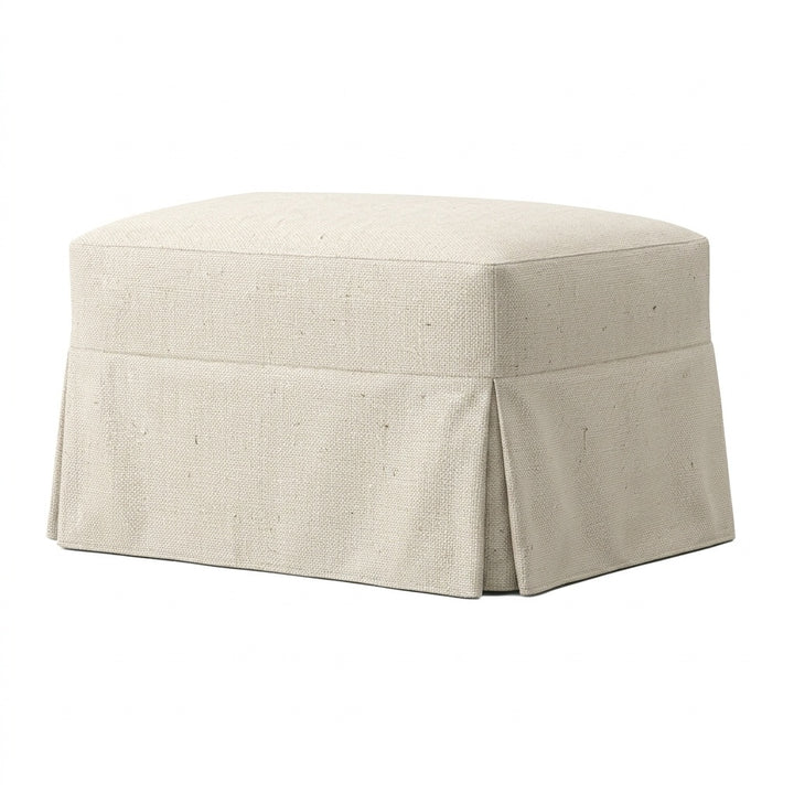 Warm Linen Custom Ottoman Slipcover