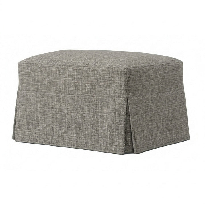 Linen Greige premium weave custom ottoman slipcover