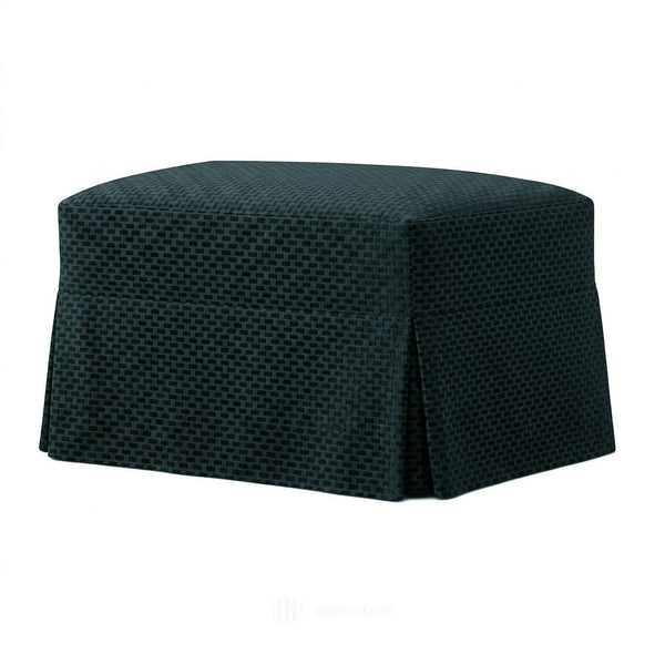 Checker Jade Green Custom Ottoman Slipcover