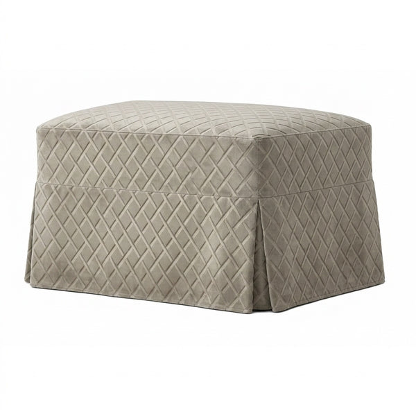Steel Gray Lattice Custom Ottoman Slipcover