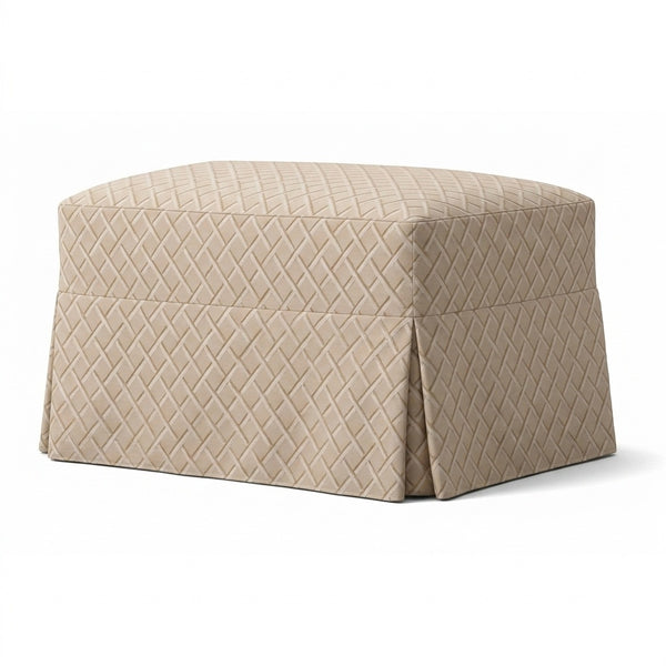 Ivory Lattice Custom Ottoman Slipcover