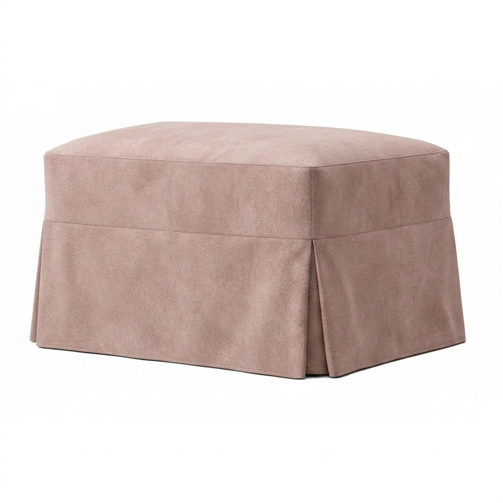 Rose Beige SuedeTouch Custom Ottoman Slipcover