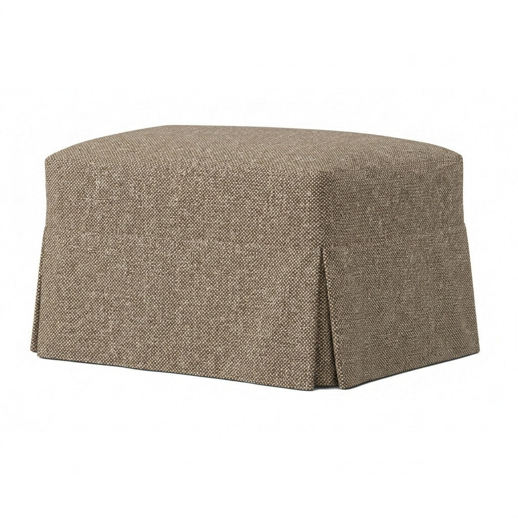 Chestnut Brown Tweed heavyweight weave custom ottoman slipcover