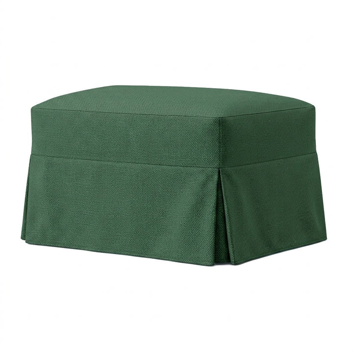 Forest green cotton canvas custom ottoman cover