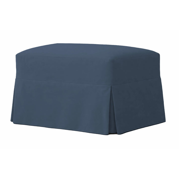 Navy Blue Canvas Custom Ottoman Slipcover