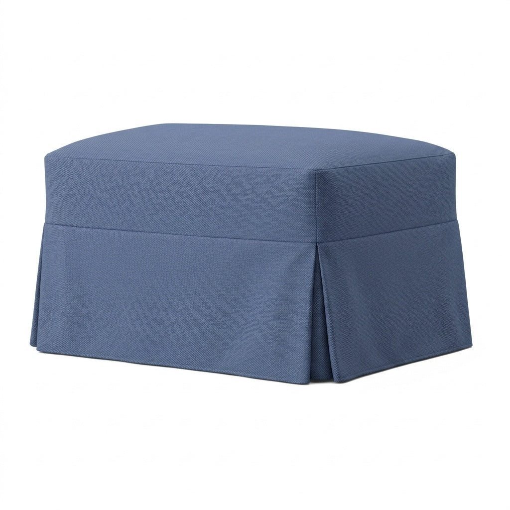 Navy blue cotton canvas custom ottoman cover