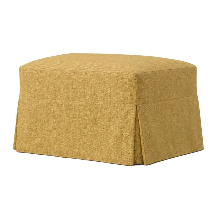 Harvest Gold heavyweight canvas custom ottoman slipcover