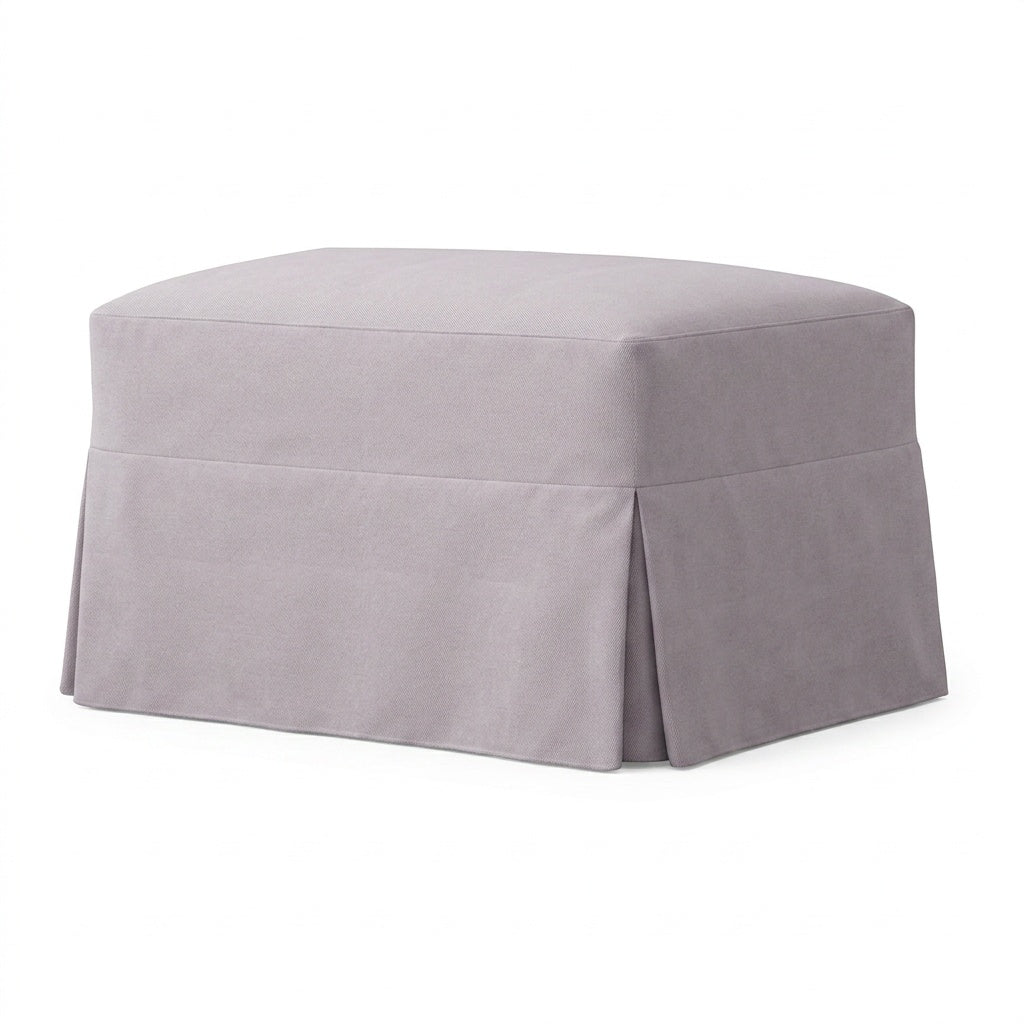 Gray Smoke Canvas Custom Ottoman Slipcover